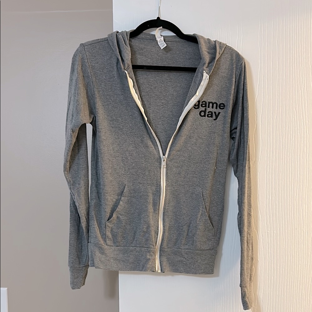 Bella Canvas Heather Gray Game Day Zip Up Hoodie